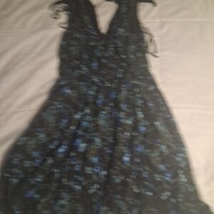 Time and Tru Backless Dress in Blue and Black